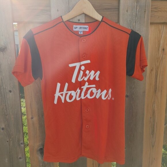 Tim Hortons Timbits Jersey #31 Youth Size Medium Button Up Short Sleeve ORANGE - Picture 2 of 7